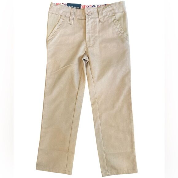 U.S. Polo Assn. Girls Skinny Khaki Pants Size 4 Adjustable Waist 18” Inseam NWT - Picture 2 of 7